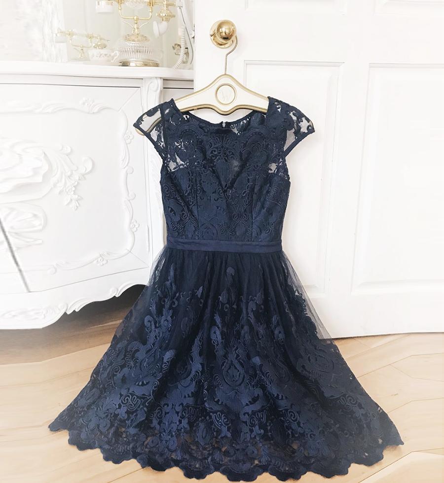 Homecoming Dresses Ivy BLUE LACE SHORT DRESS HF10457