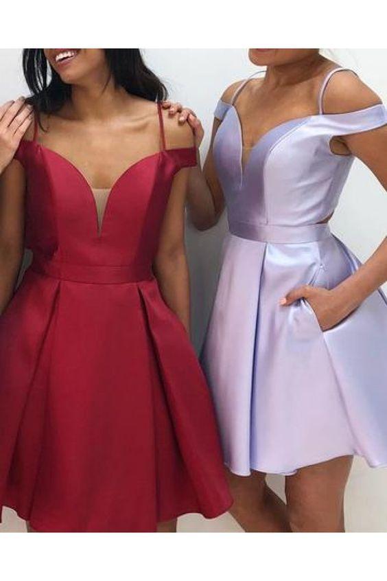 Off The Shoulder V-Neck Anastasia Homecoming Dresses HF10659