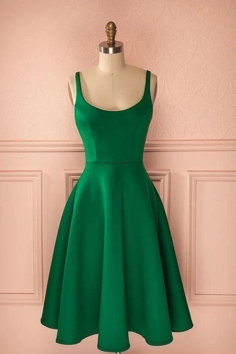 A-Line Satin Payten Homecoming Dresses Green HF10812