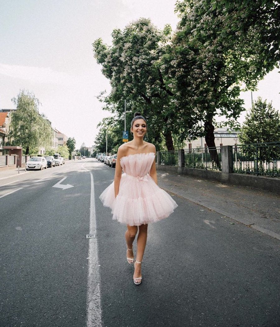 PINK TULLE SHORT DRESS Paris Homecoming Dresses HF10849