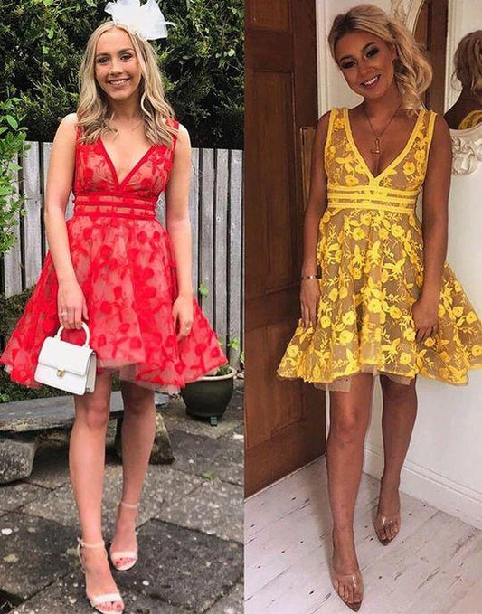 Yellow/Red Yamilet Homecoming Dresses HF10850