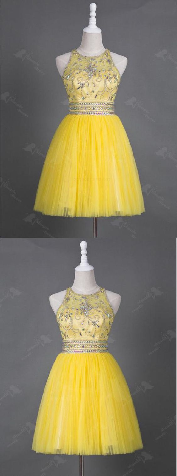 2024 Homecoming Dresses Nylah Yellow Tulle HF1132