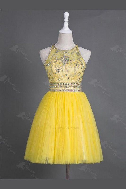 2024 Homecoming Dresses Nylah Yellow Tulle HF1132