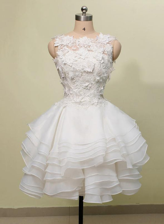 White Tulle Short Dress Party Dress Lace Taniyah Homecoming Dresses HF11614