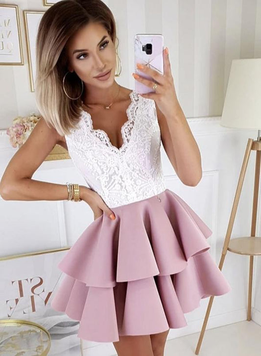 Delilah Lace Homecoming Dresses Cute Short Dress HF11891