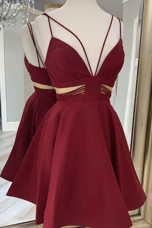 Wine Spaghetti Selina Homecoming Dresses Straps HF12112