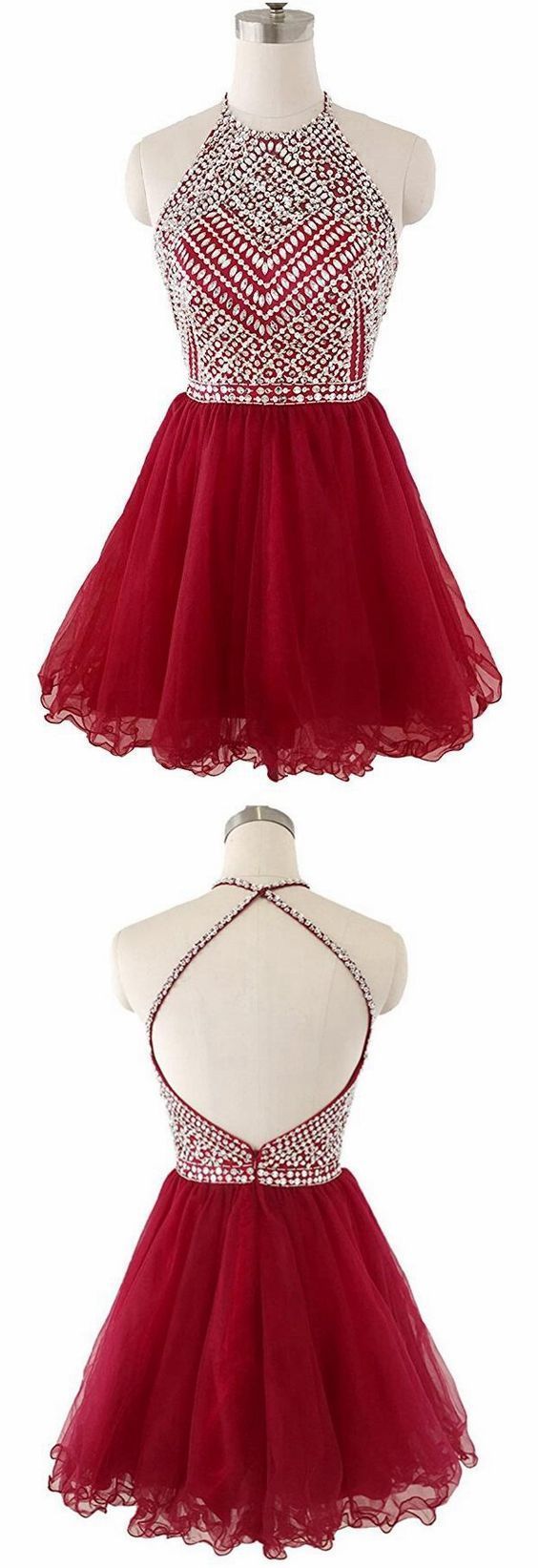 Red With Cross Back Strap Janiyah Homecoming Dresses HF12434