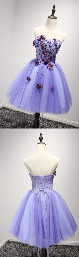 Lovely Purple Sweetheart Flowers Breanna Homecoming Dresses HF12834