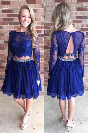 Long Sleeve Homecoming Dresses Sophie Blue HF13499