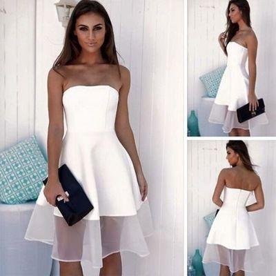 White Melanie Homecoming Dresses Strapless Short HF13845