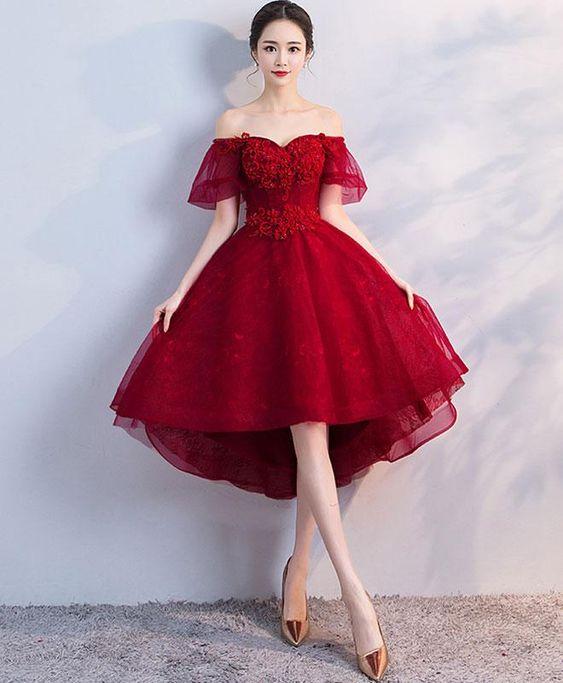 Burgundy Tulle Short Homecoming Dresses Ashleigh Dress HF1548