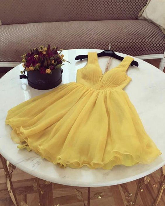 Short Tulle Homecoming Dresses Kiara Yellow HF1739