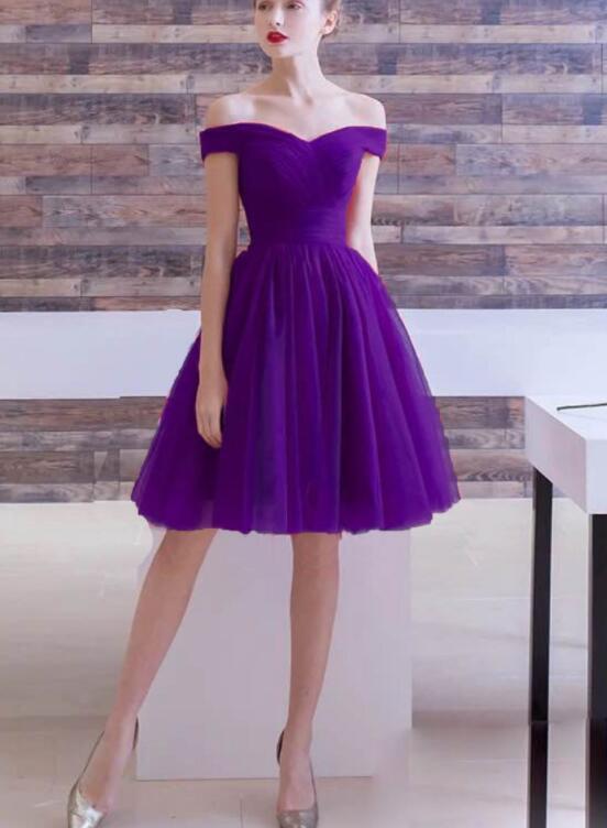 OFF Emilie Homecoming Dresses SHOULDER PURPLE TULLE HF20249