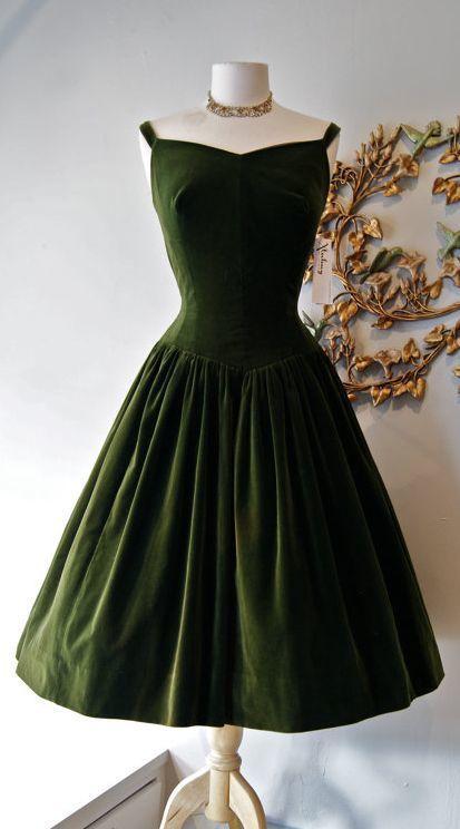 1950S Vintage Dress Dark Homecoming Dresses Kaydence Green