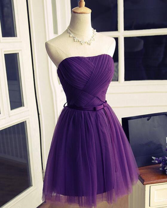 Dark Purple Short Tulle Homecoming Dresses Krista HF2175