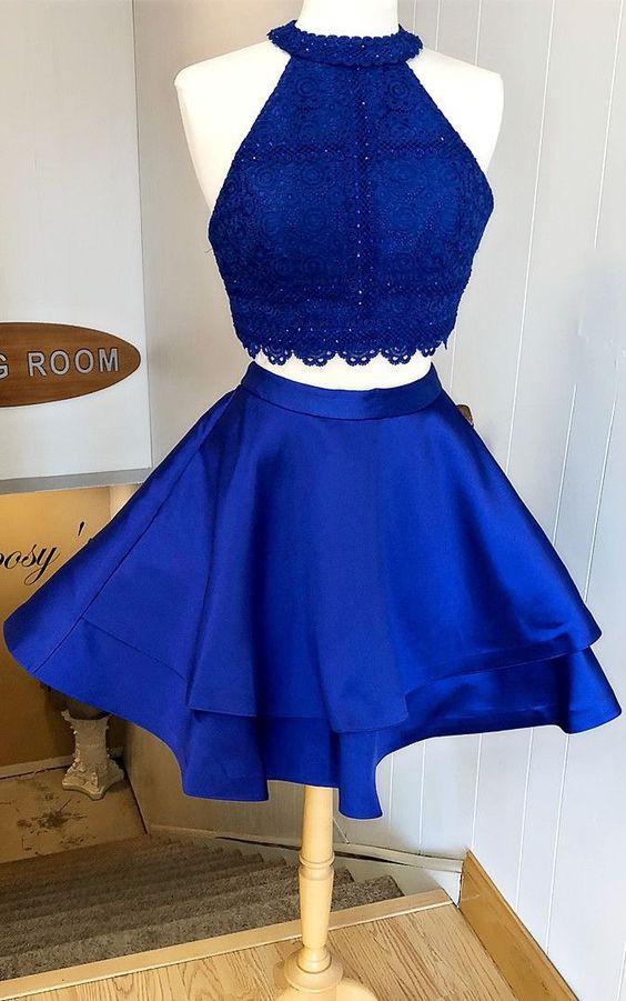 Leticia Royal Blue Homecoming Dresses Two Piece HF22148