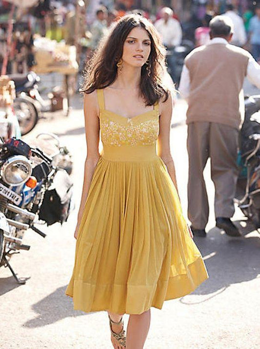 Yellow Boho Knee Length Cali Homecoming Dresses HF2263