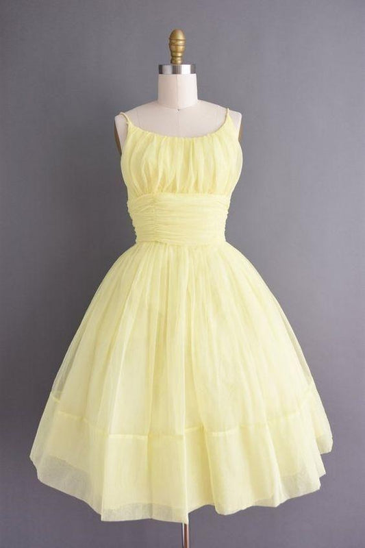 Homecoming Dresses Ashanti Chiffon Vintage Short Yellow HF22693