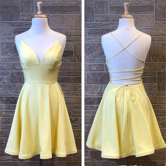 Yellow Short Mariah Homecoming Dresses Party Dress HF22747