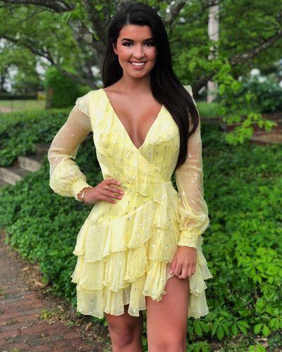 Long Sleeves Sherry Homecoming Dresses Short Yellow HF22868