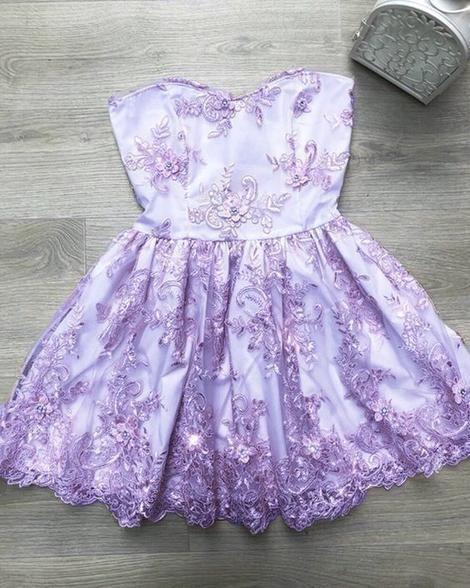 Elegant Purple Homecoming Dresses Lace Elena Short HF23108