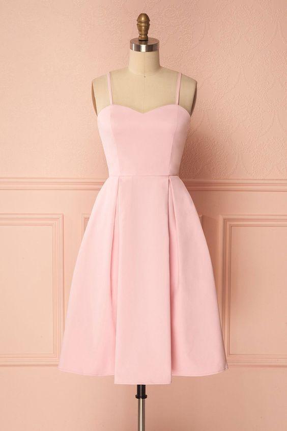 Short Pink Satin Homecoming Dresses Caylee HF23226