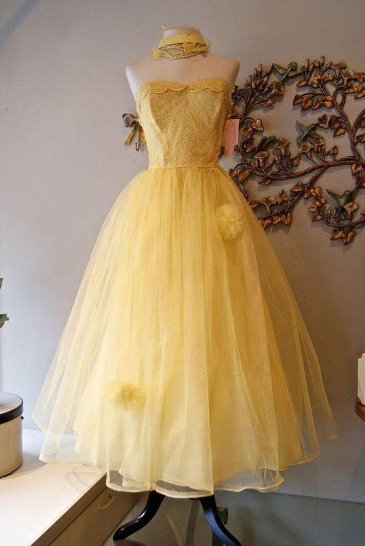 Princess Yellow Evening Gown Mary Homecoming Dresses HF23291