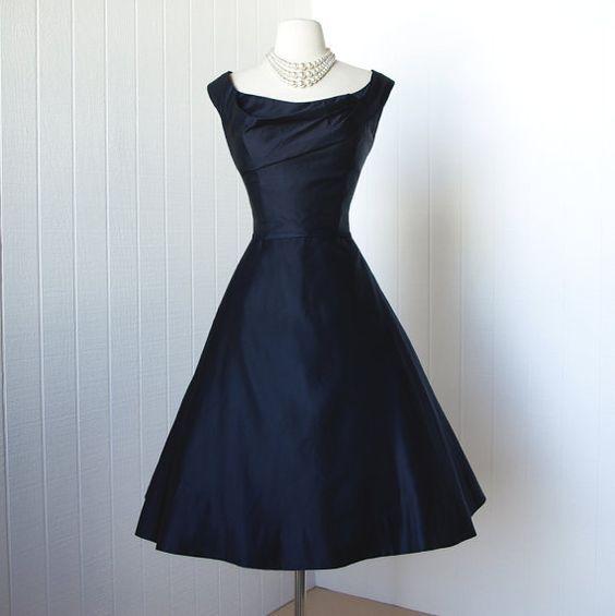 1950S Vintage Homecoming Dresses Brynn Dress Navy Blue Gowns Mini Short