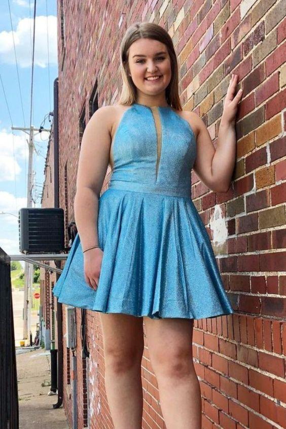 A-Line Alaina Homecoming Dresses Short Blue HF23674