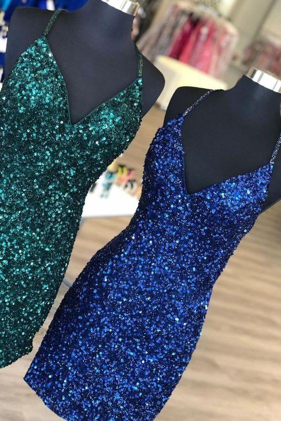 Regina Homecoming Dresses Tight Green Sequins HF24027