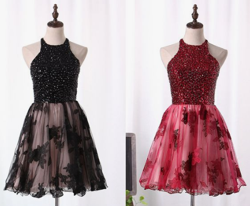 A-Line With Sequins Knee Homecoming Dresses Adyson Length HF2409