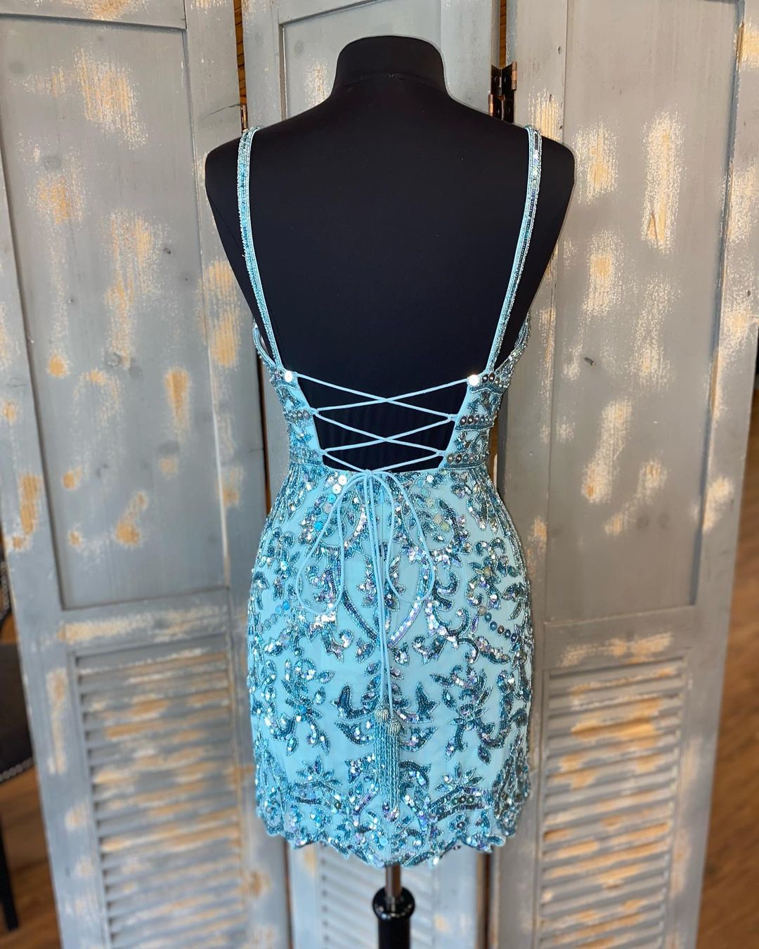 Tight Blue Sequins Karsyn Homecoming Dresses Short HF24124