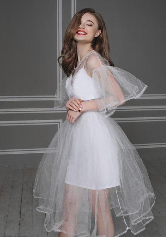 White Tulle Hayley Homecoming Dresses A-Line HF24345