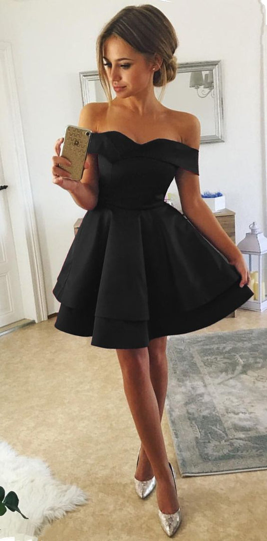 Short Joyce Homecoming Dresses Black For Back To School HF2571