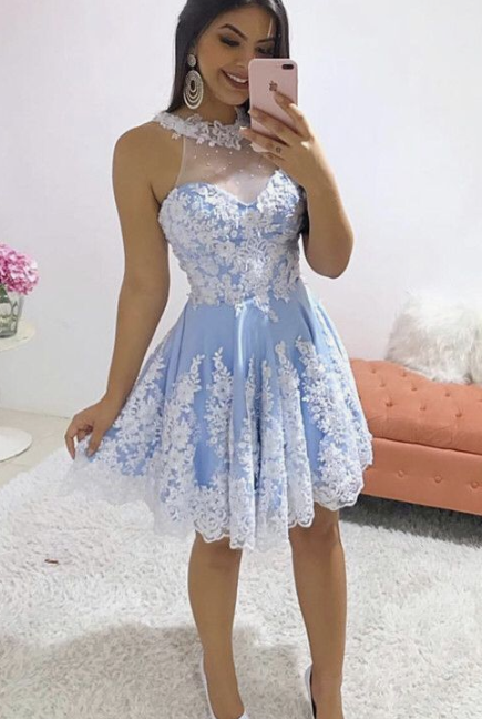 Homecoming Dresses Lace Natalee Halter 2024 HF2729