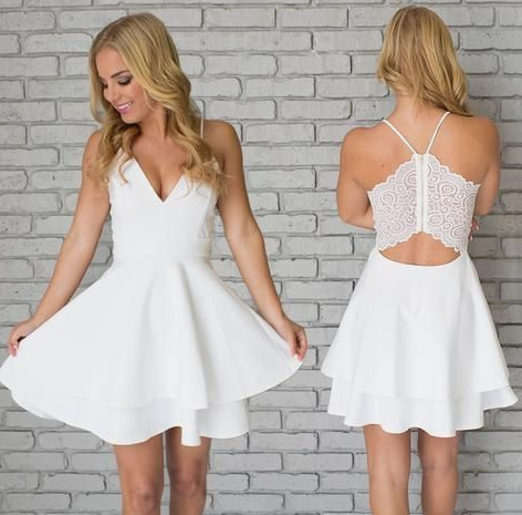 White Short Joanna Homecoming Dresses Back To School Wear HF2916