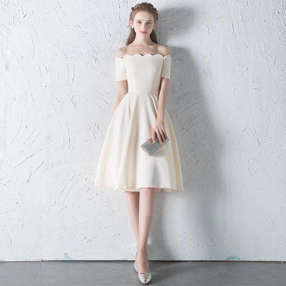 Simple Champagne Graduation Dresses Saniyah Homecoming Dresses HF3129