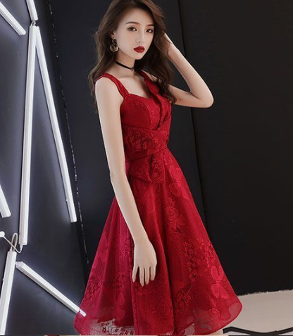 Cute Kit Homecoming Dresses Burgundy Short Dress HF3140