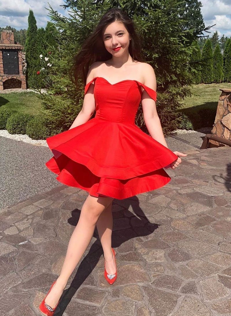 Cute Red Short Cynthia Homecoming Dresses Dress HF3162