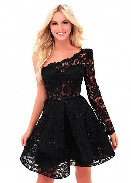 Black Anya Lace Homecoming Dresses A-Line HF3212