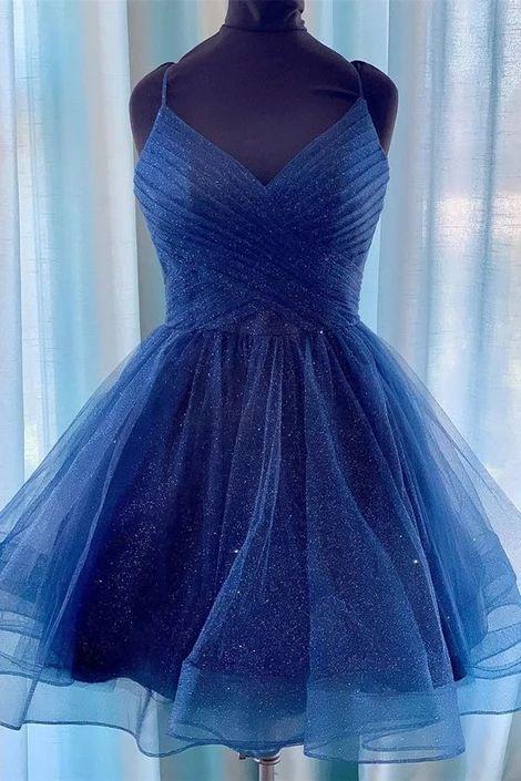 Cute Homecoming Dresses Ava Sparkle Navy Blue HF3501