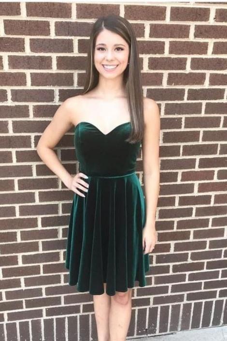 Casual Sweetheart Homecoming Dresses Chloe Hunter Green HF3734