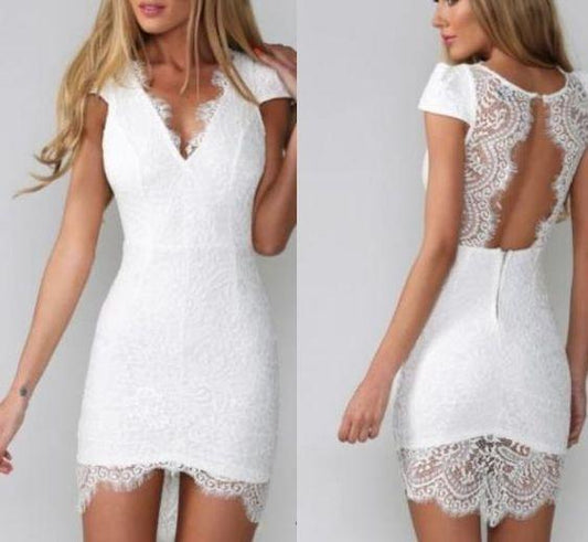 CUTE LACE DEEP V Justine Homecoming Dresses HF4036