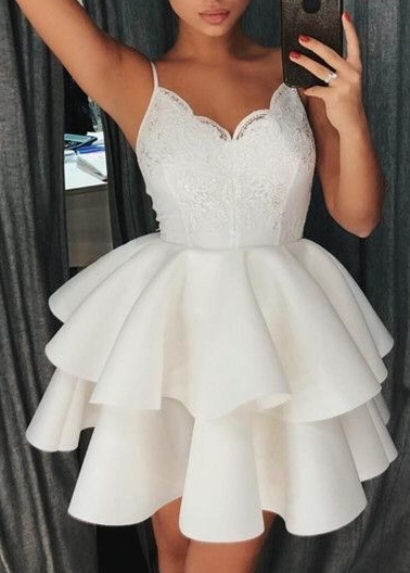 Short Finley Homecoming Dresses White For Back To School HF4618