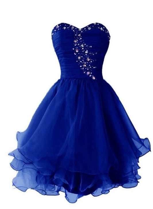 Organza Short Homecoming Dresses Kelsie Beaded Cute HF5637