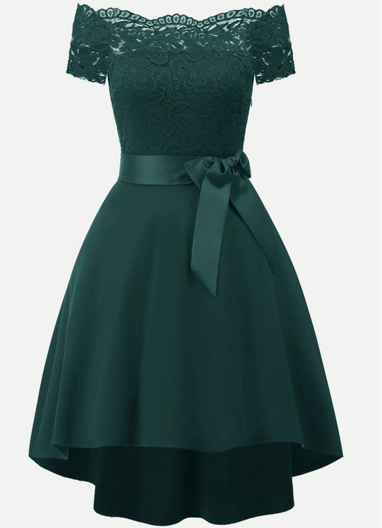 Logan Homecoming Dresses Lace Green High Low HF5788