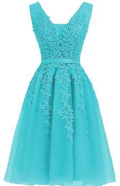 Elegant Appliques Homecoming Dresses Yamilet Blue Tulle HF6588