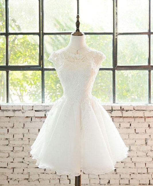 White Tulle Short Valery Lace Homecoming Dresses Party Dress HF7135