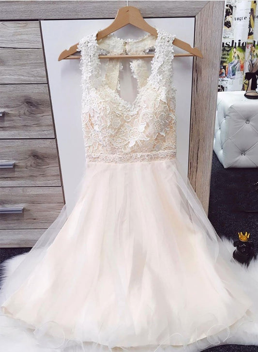 White Tulle Naima Homecoming Dresses Lace Short Dress HF730