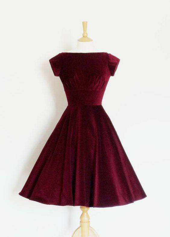 Velvet Evening Dress Burgundy Talia Homecoming Dresses HF8090